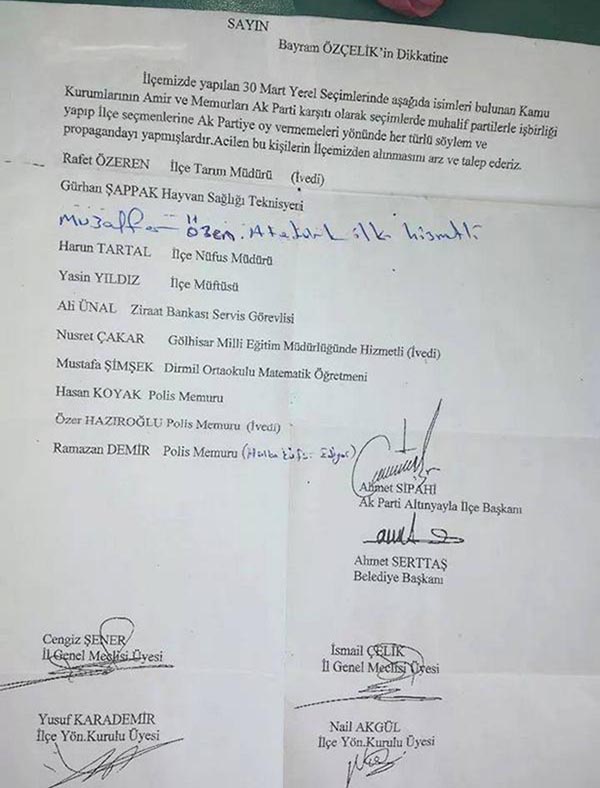 AKP’li Başkan, 11 Kamu Emekçisi İçin Sürgün İstedi