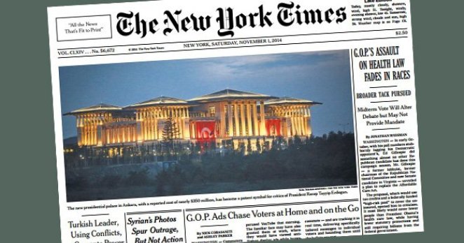 Erdoğan’ın Sarayı NYT Manşetinde