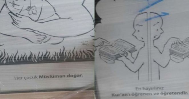 AKP’li Belediyeden okullara ‘Her çocuk Müslüman doğar’ afişleri!
