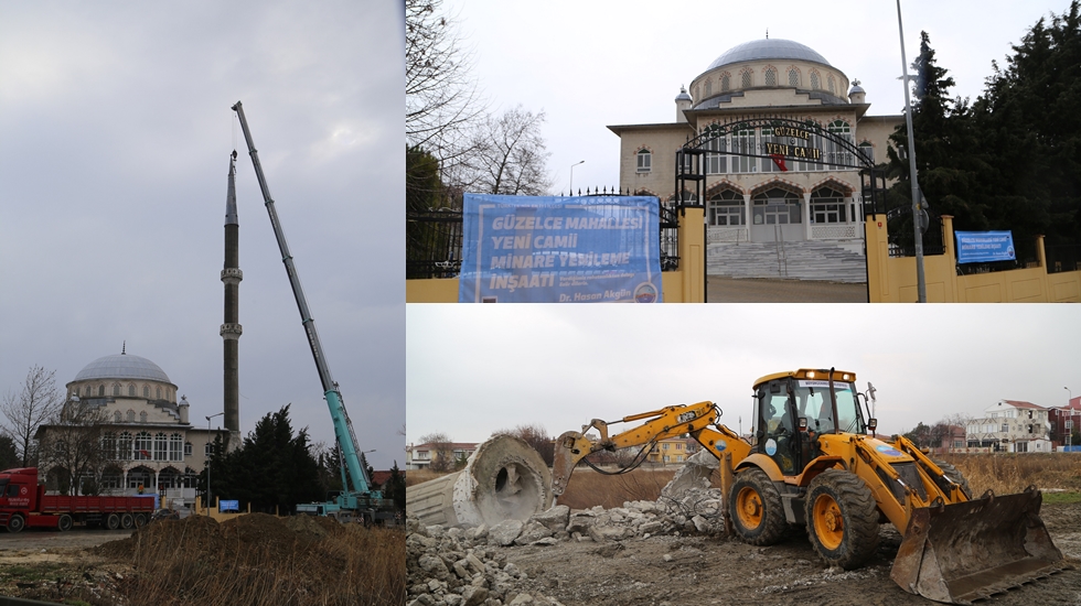 Büyükçekmece Belediyesi, yıkılma riski taşıyan minareyi yıktı