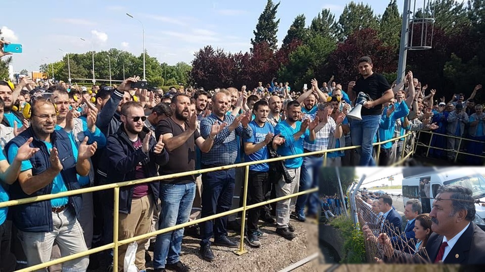 CHP heyetinden grevi ertelenen Şişecam işçilere destek ziyareti