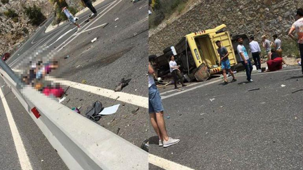 Muğla yolunda kaza yapan araç muayeneden nasıl geçti?