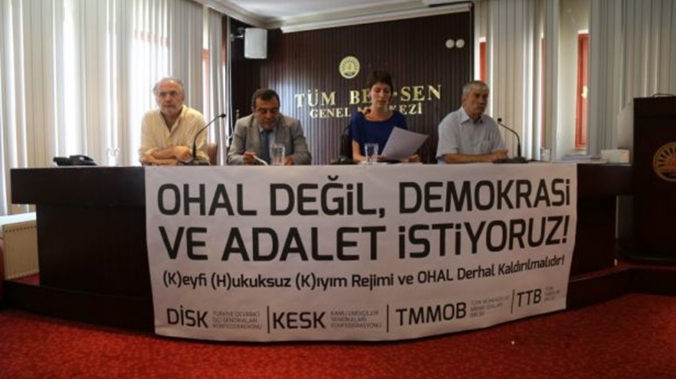 DİSK, KESK, TMMOB ve TTB’den ortak açıklama: “OHAL derhal kaldırılmalıdır!”