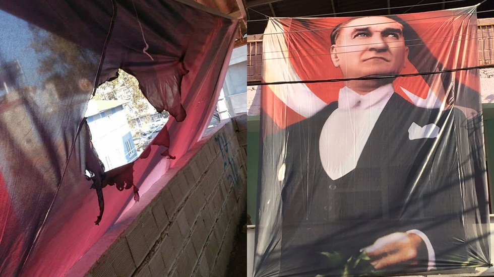 Binasındaki Atatürk posterinin yakılmasına CHP’den tepki