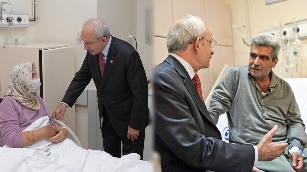 Kılıçdaroğlu Şehitlerin anne ve babasını hastanede ziyaret etti