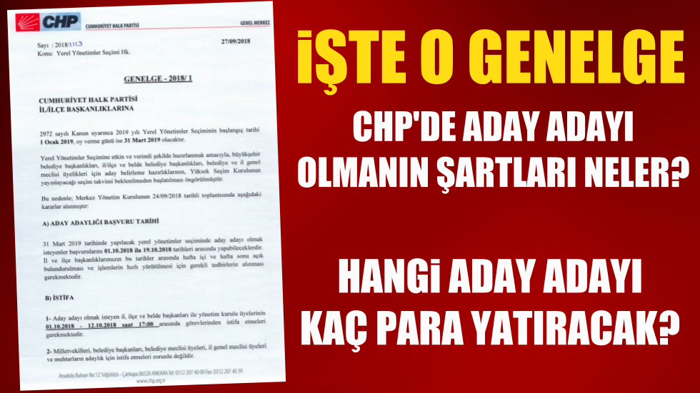 İşte aday adaylığı başvuru genelgesi
