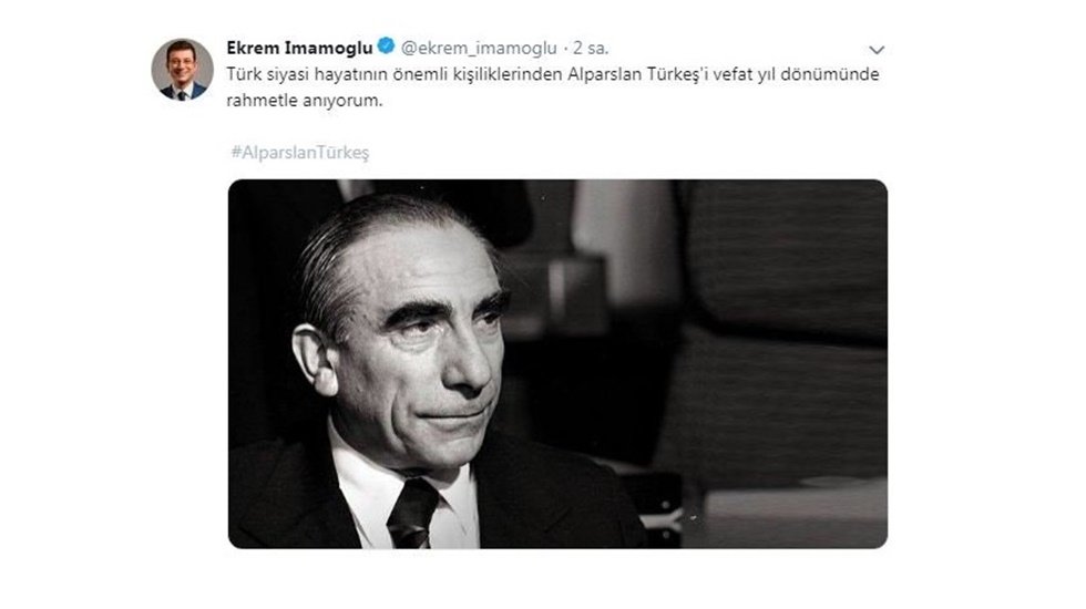 İmamoğlu, &ouml;l&uuml;m yıld&ouml;n&uuml;m&uuml; dolayısyla Alparslan T&uuml;rkeş'i andı