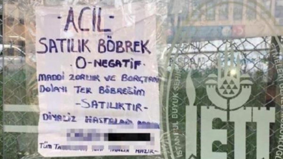 İşte kriz ger&ccedil;eği! Otob&uuml;s duraklarında 'satılık b&ouml;brek' ilanı