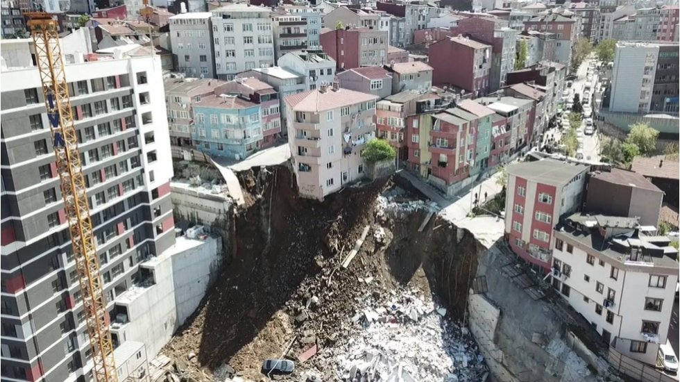 Kağıthane'de bina &ccedil;&ouml;kt&uuml;, 10 bina da tahliye edildi
