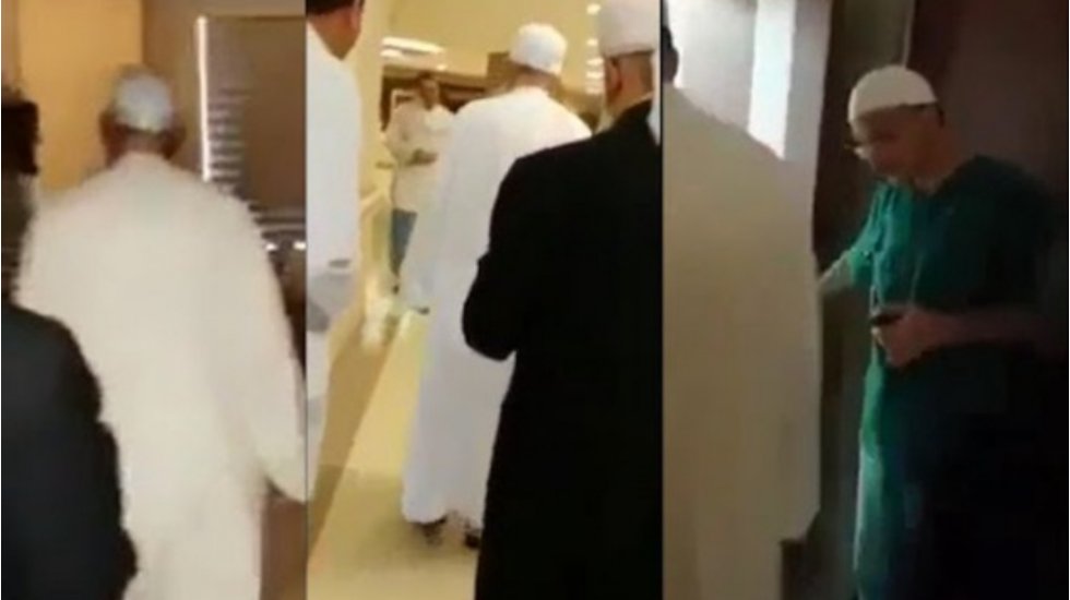 Menzil şeyhi hastane gezdi, &ccedil;evresindekiler el pen&ccedil;e divan durdu