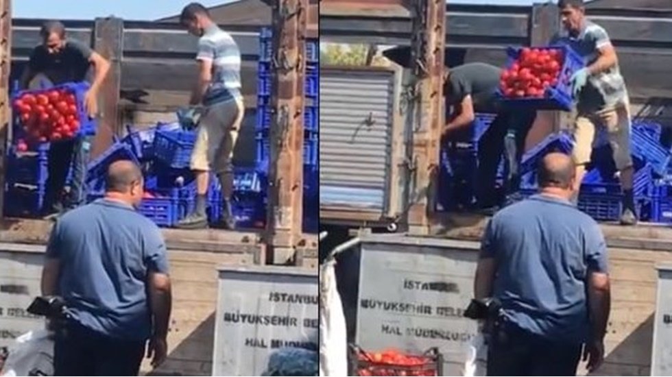 İBB&rsquo;den &ccedil;&ouml;p konteynırlarına d&ouml;k&uuml;len domates g&ouml;r&uuml;nt&uuml;leri i&ccedil;in bilgilendirme