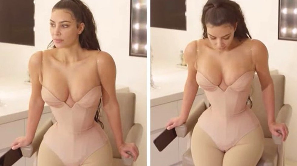 Kim Kardashian, korseyi çıkarmaya çalışırken altına kaçırmış