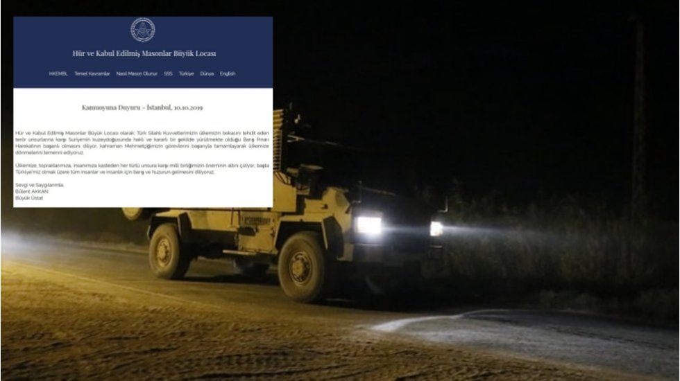 Masonlar B&uuml;y&uuml;k Locası'ndan 'Barış Pınarı Harekatı'na destek