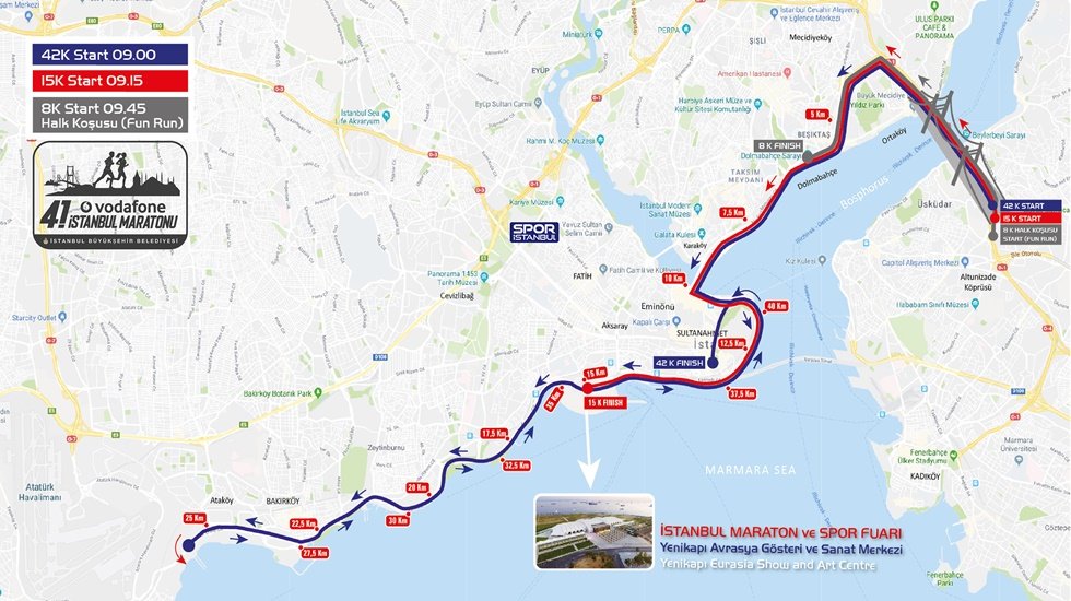 İstanbul Maratonu sebebiyle bug&uuml;n bazı yollar trafiğe kapalı