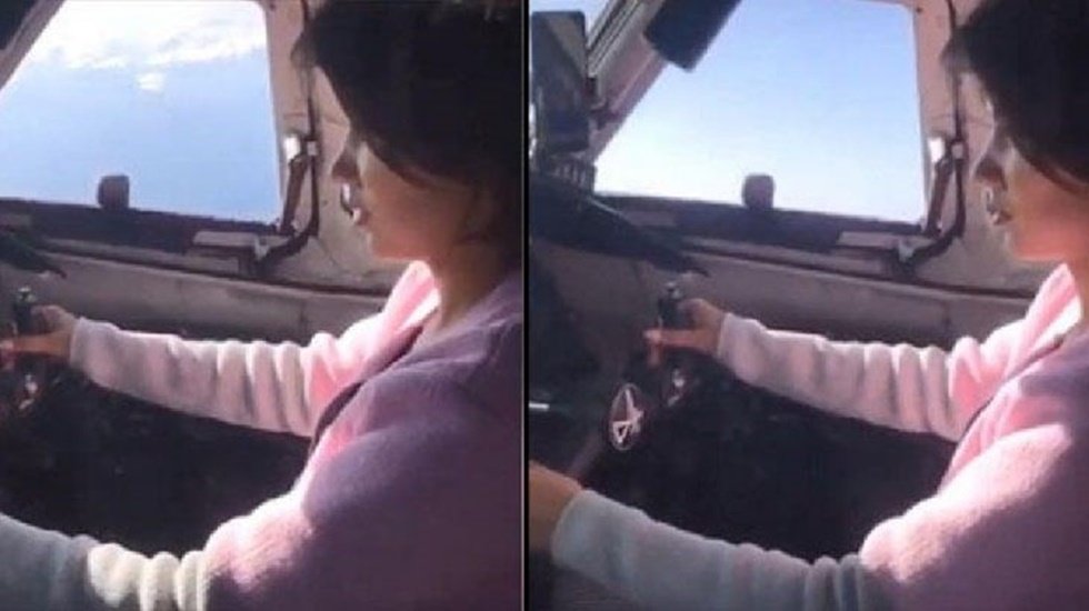Şaşkın aşık: Pilot u&ccedil;ağın kontrol&uuml;n&uuml; sevgilisine bıraktı