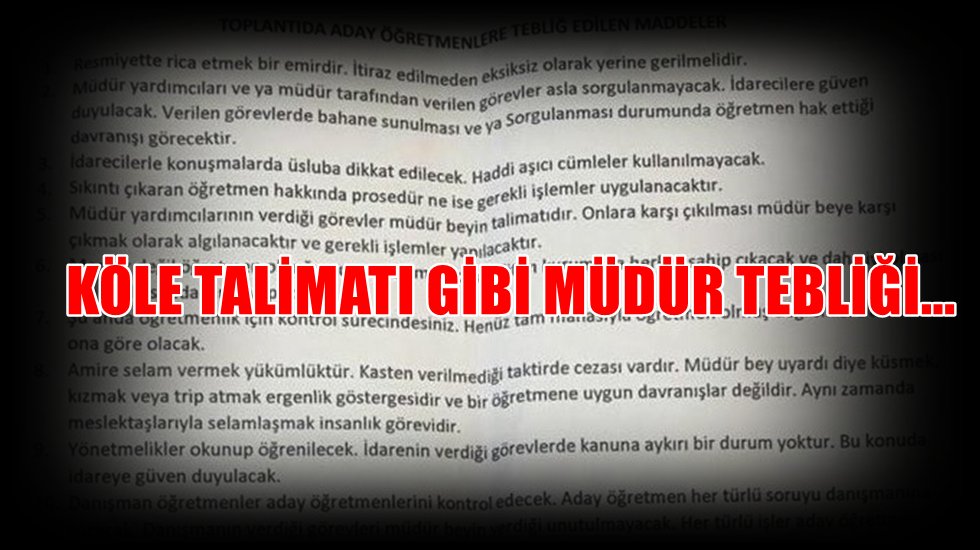 Silopi'de okul m&uuml;d&uuml;r&uuml;nden s&ouml;zleşmeli &ouml;ğretmenlere k&ouml;le talimat​​​​​​​ı&hellip;