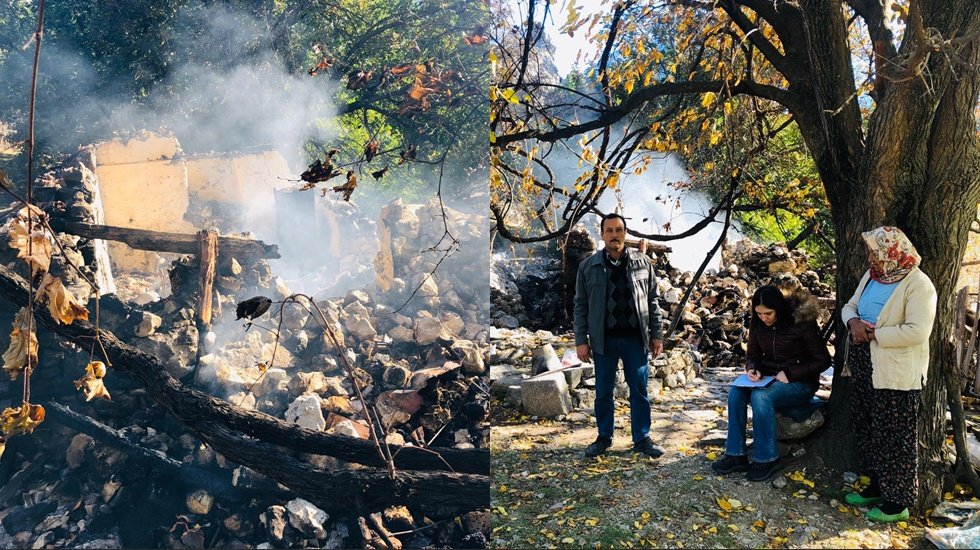 B&uuml;y&uuml;kşehir&rsquo;den evi yanan yaşlı kadına yardım eli
