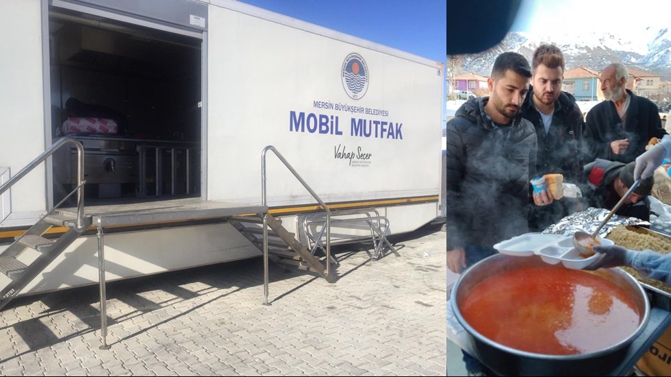 B&uuml;y&uuml;kşehir&rsquo;in mobil tırı deprem mağdurlarına sıcak yemek ulaştırıyor