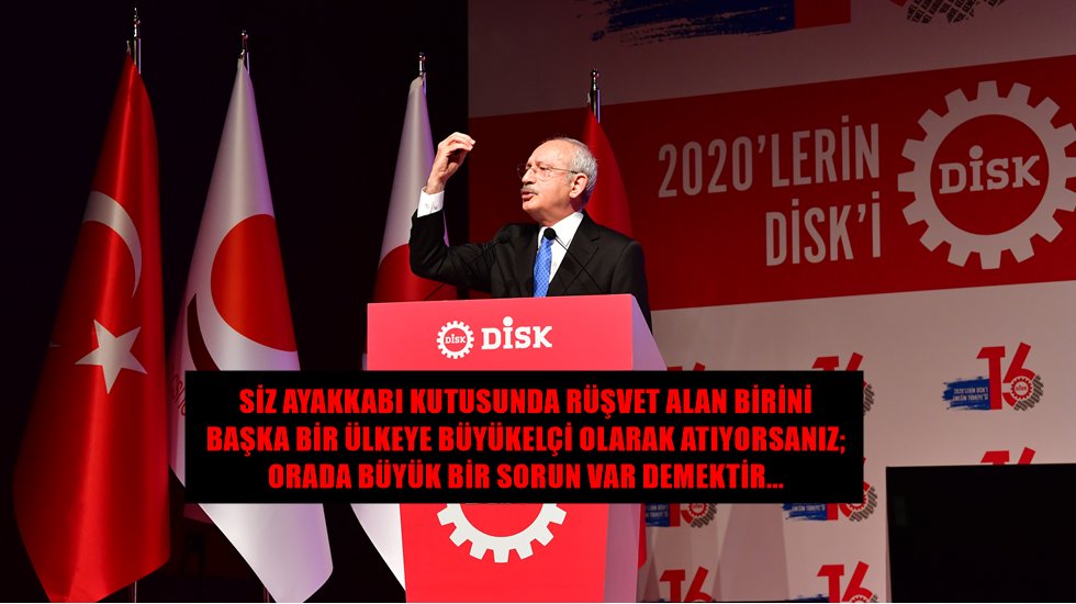 Kılı&ccedil;daroğlu, DİSK'in genel kurul toplantısında konuştu