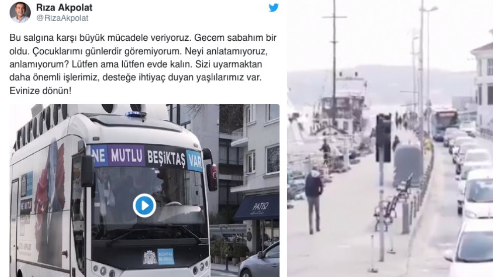 Beşiktaş Belediye Başkanı Akpolat sahilde anons yaptı: L&uuml;tfen evlerinize d&ouml;n&uuml;n