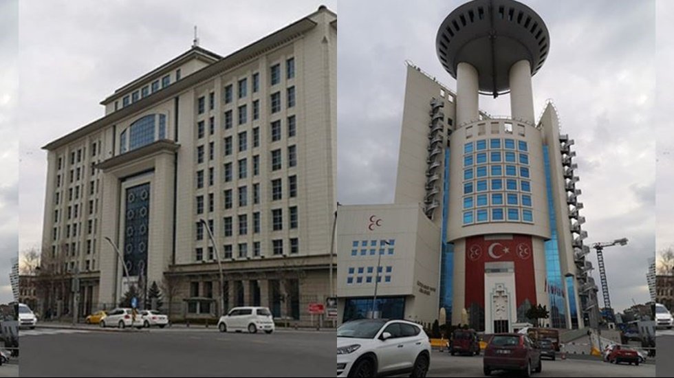 CHP ve İYİ partinin aksine AKP ve MHP genel merkezlerine bayrak asmadı