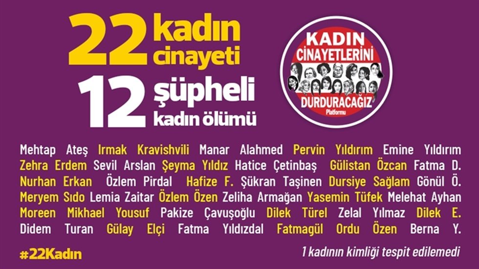 Şubat ayında erkekler tarafından 22 kadın öldürüldü