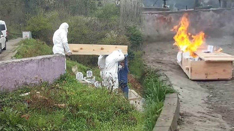 Cenazeyi defneddiler ardından tabutu yaktılar