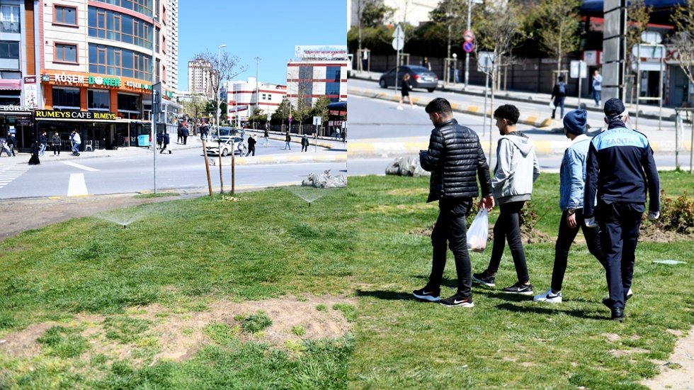 Esenyurt’ta parklarda toplanmaya çözüm olarak sulama sistemleri açıldı