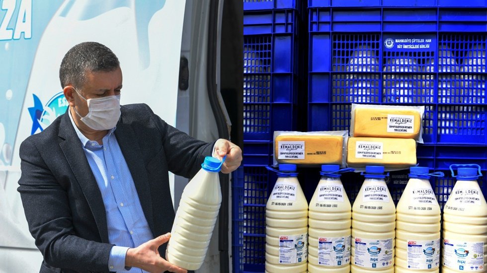 Esenyurt Belediyesinin yardım kolilerine süt ürünleri de eklendi