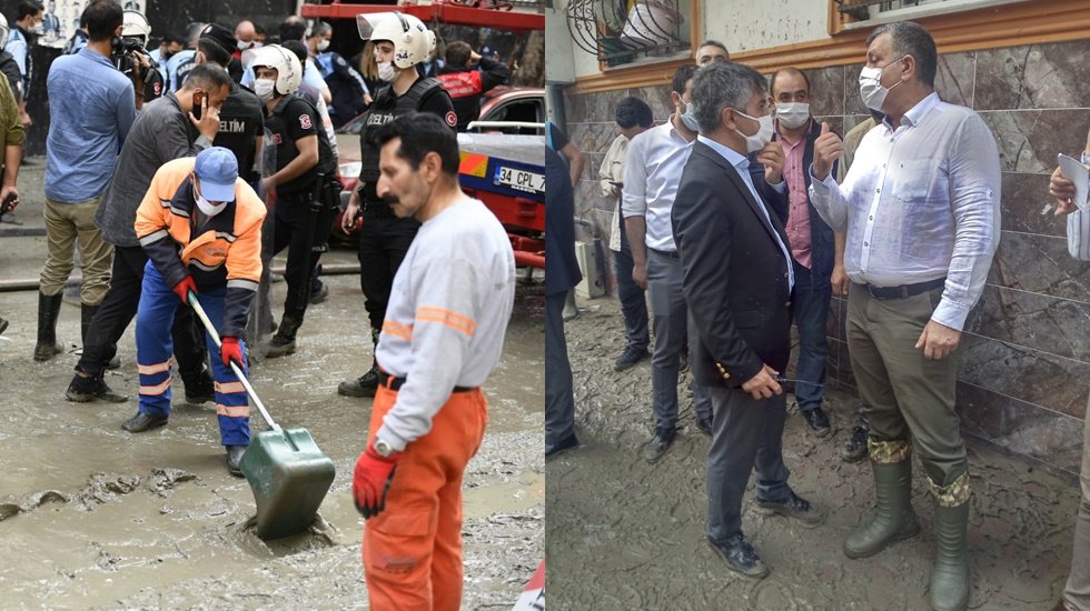 Başkan bozkurt sel baskınının yaşandığı yerlerde tahliye &ccedil;alışmalarına katıldı