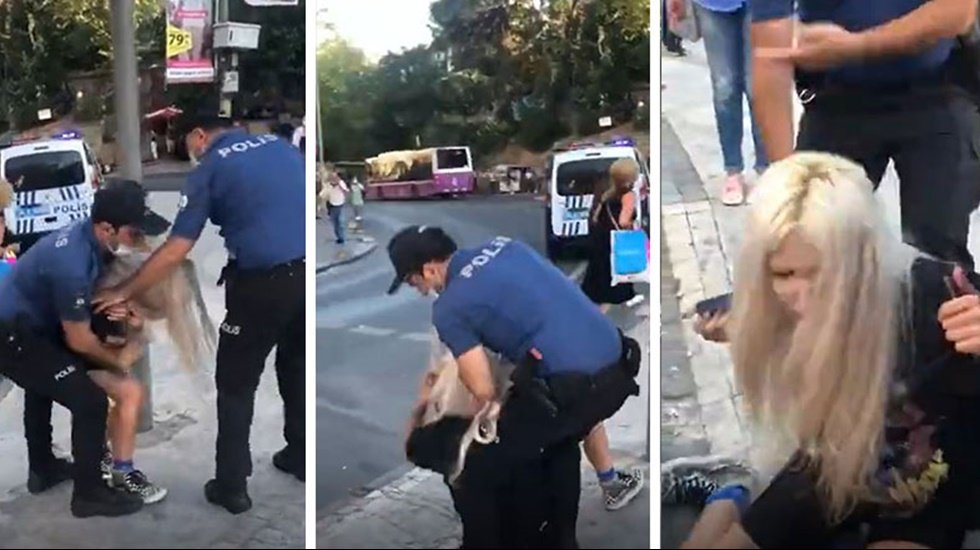 Bu kareler &ccedil;ok konuşulur! Maske takmayan kadına g&ouml;zaltı!