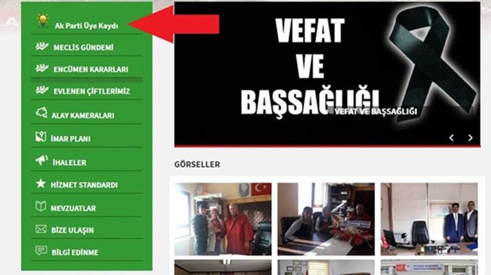 AKP&rsquo;li Belediyenin sitesinden AKP &uuml;yeliği linki!