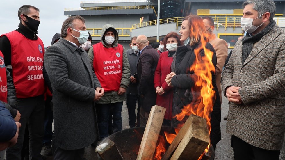 Başkan H&uuml;rriyet&rsquo;ten grevdeki Baldur iş&ccedil;ilerine destek ziyareti