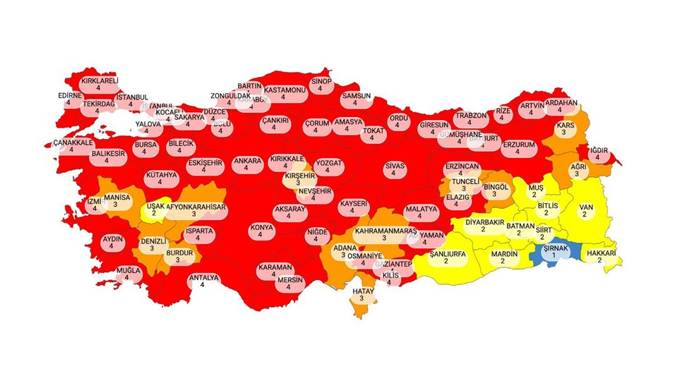 Yeni risk haritası yayımlandı!
