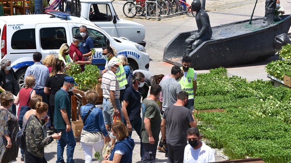 Fo&ccedil;a&rsquo;da 80 bin sebze fidesi vatandaşa &uuml;cretsiz dağıtıldı