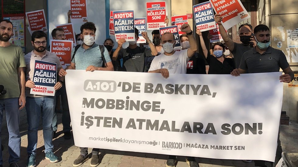 Market İş&ccedil;ileri Dayanışma Ağı&rsquo;ndan &nbsp;Kod46 ile işten atılan A101 iş&ccedil;isi i&ccedil;in eylem