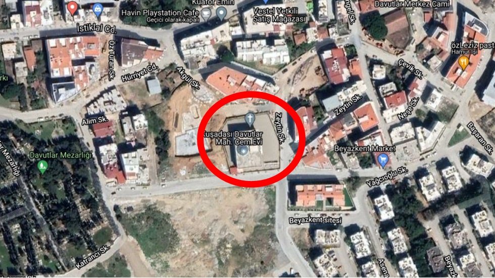 Tapu Kadastro Kuşadası&rsquo;ndaki Davutlar Cemevi&rsquo;ni 'ha&ccedil;' sembol&uuml; ile işaretledi