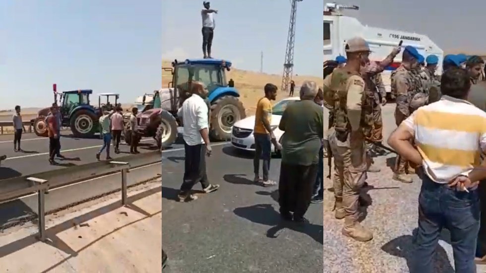 &Ccedil;ift&ccedil;iler Şanlıurfa-Mardin karayolunu trafiğe kapattı