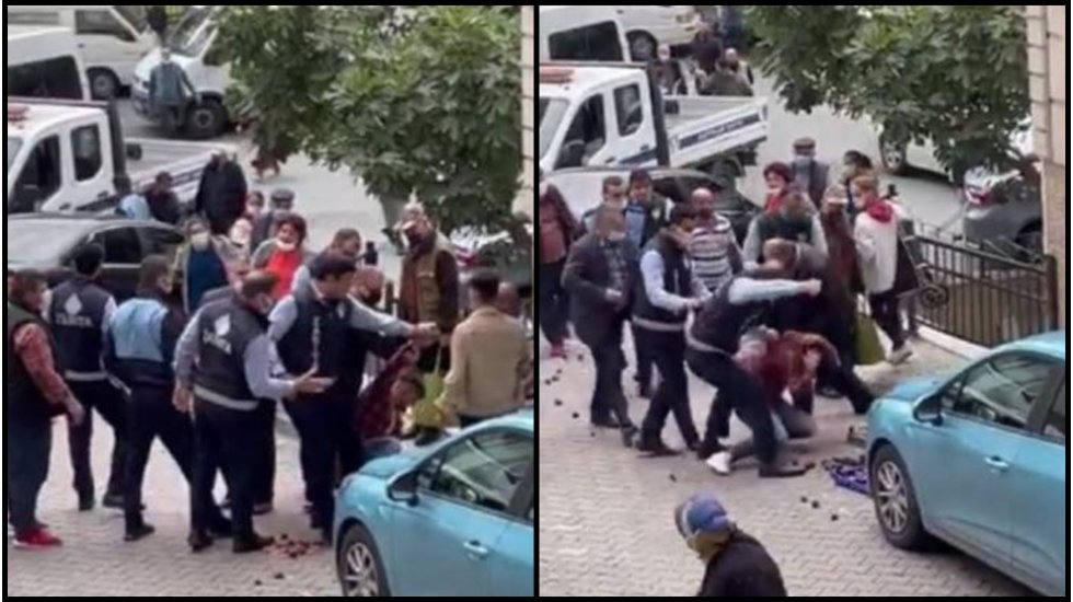 AKP'li Belediyenin zabıtaları meyve satan genci darp etti