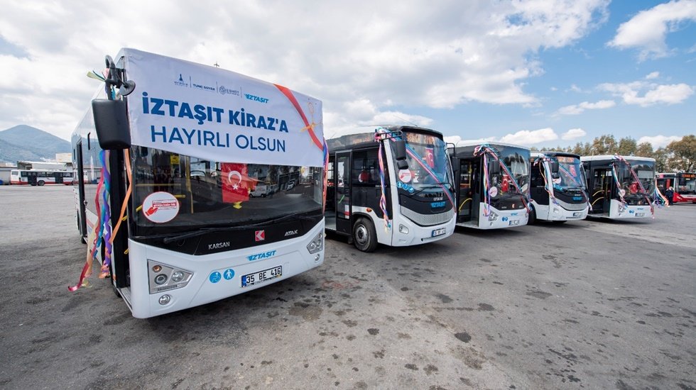 İZTAŞIT otob&uuml;sleri, Bug&uuml;nden itibaren Kiraz&rsquo;da da hizmete başlıyor.