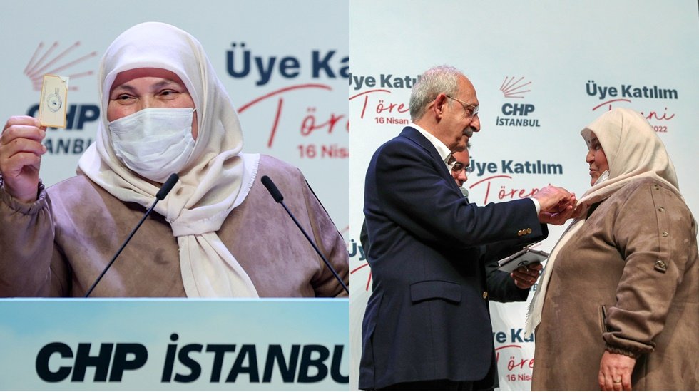 AKP &uuml;ye kartını k&uuml;rs&uuml;ye bıraktı, CHP rozetini taktı...
