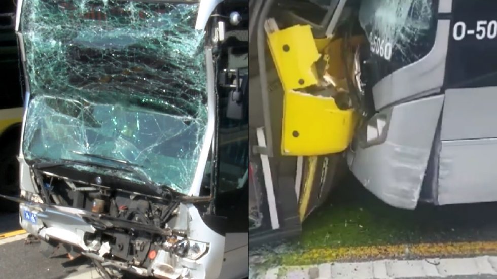 Beylikd&uuml;z&uuml;'nde korkutan kaza: Metrob&uuml;sler &ccedil;arpıştı