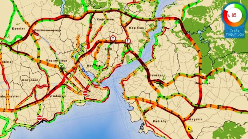 Yağmurla birlikte İstanbul’da trafikte yoğunluk yüzde 85’e ulaştı