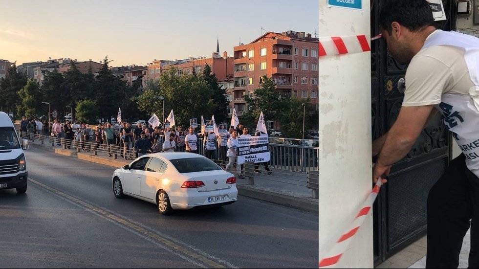 İş&ccedil;iler ve Esenler halkı A101'de &ouml;len emek&ccedil;i i&ccedil;in y&uuml;r&uuml;d&uuml;