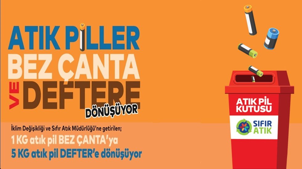 Atık piller bez çanta ve deftere dönüşüyor
