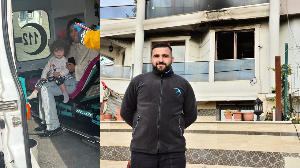 Kahraman iş&ccedil;i anne ve &ccedil;ocuğunu yangından kurtardı