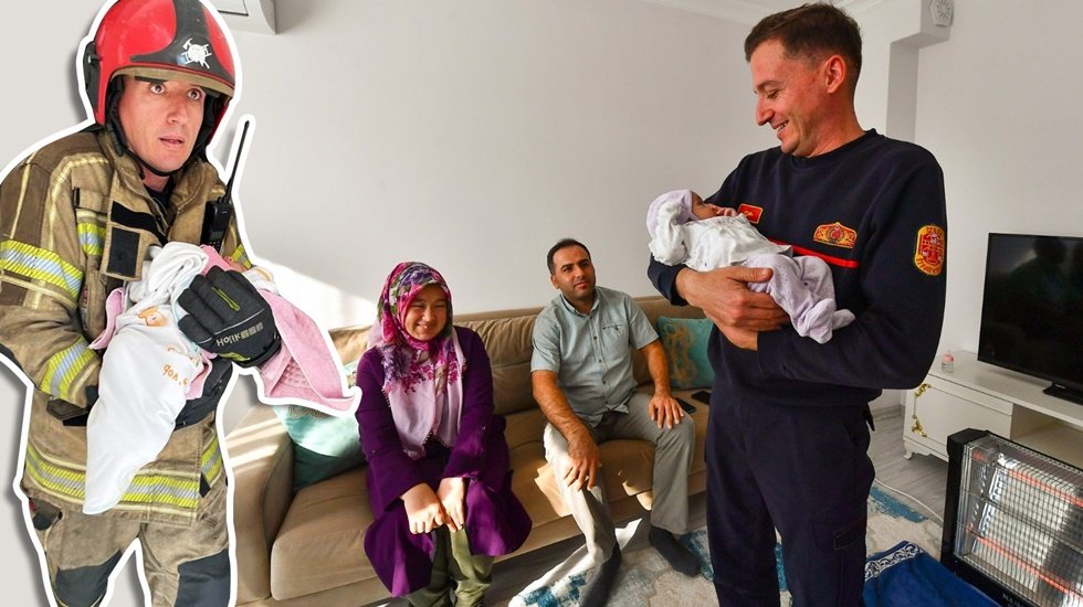 Kahraman itfaiyeci yangından kurtardığı 1 bu&ccedil;uk aylık Nehir bebekle buluştu
