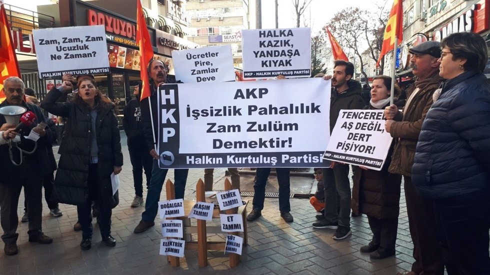 HKP&rsquo;den zam protestosu: &ldquo;İşsizliğin, pahalılığın, yoksulluğun, a&ccedil;lığın, sebebi AKP iktidarıdır&rdquo;