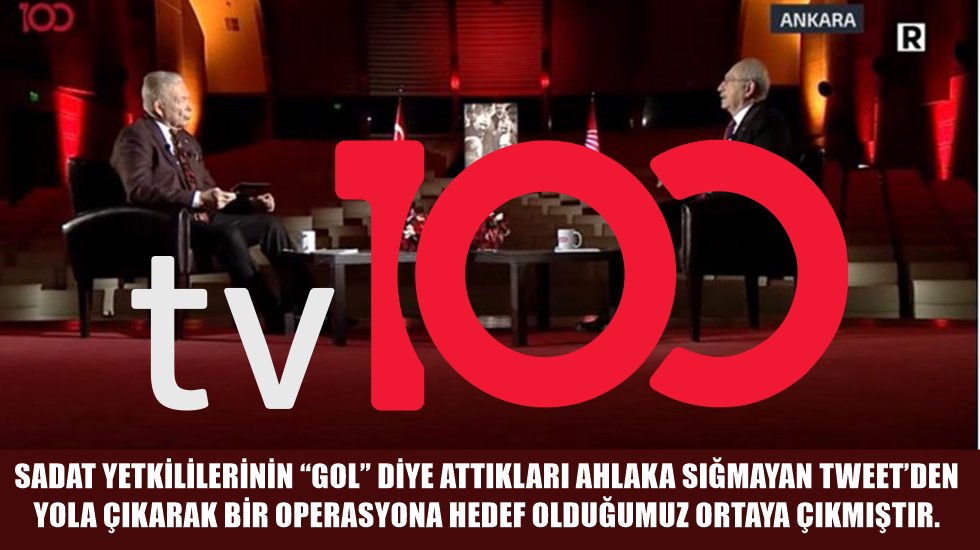 Tv100'den 'SADAT' a&ccedil;ıklaması: 'SADAT yetkililerinin ahlaka sığmayan&hellip;'