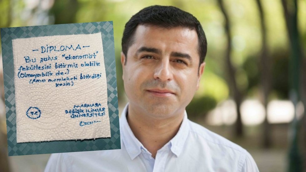 Selahattin Demirtaş, Erdoğan'ın diplomasını b&ouml;yle tiye aldı